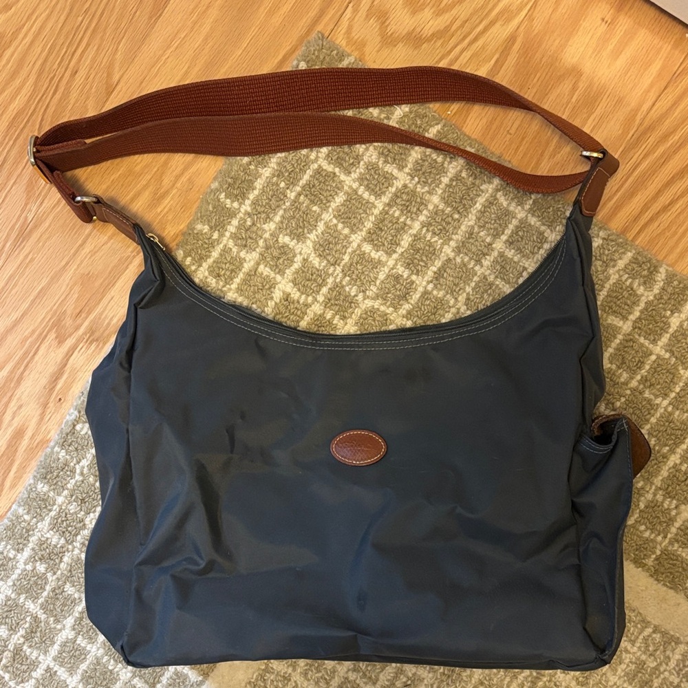 Authentic Longchamp Gray Hobo Bag
